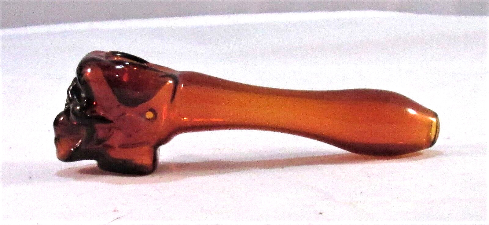 4” Glass Smoking Hand Pipe Clear Amber Skull Herb bowl Tobacco
