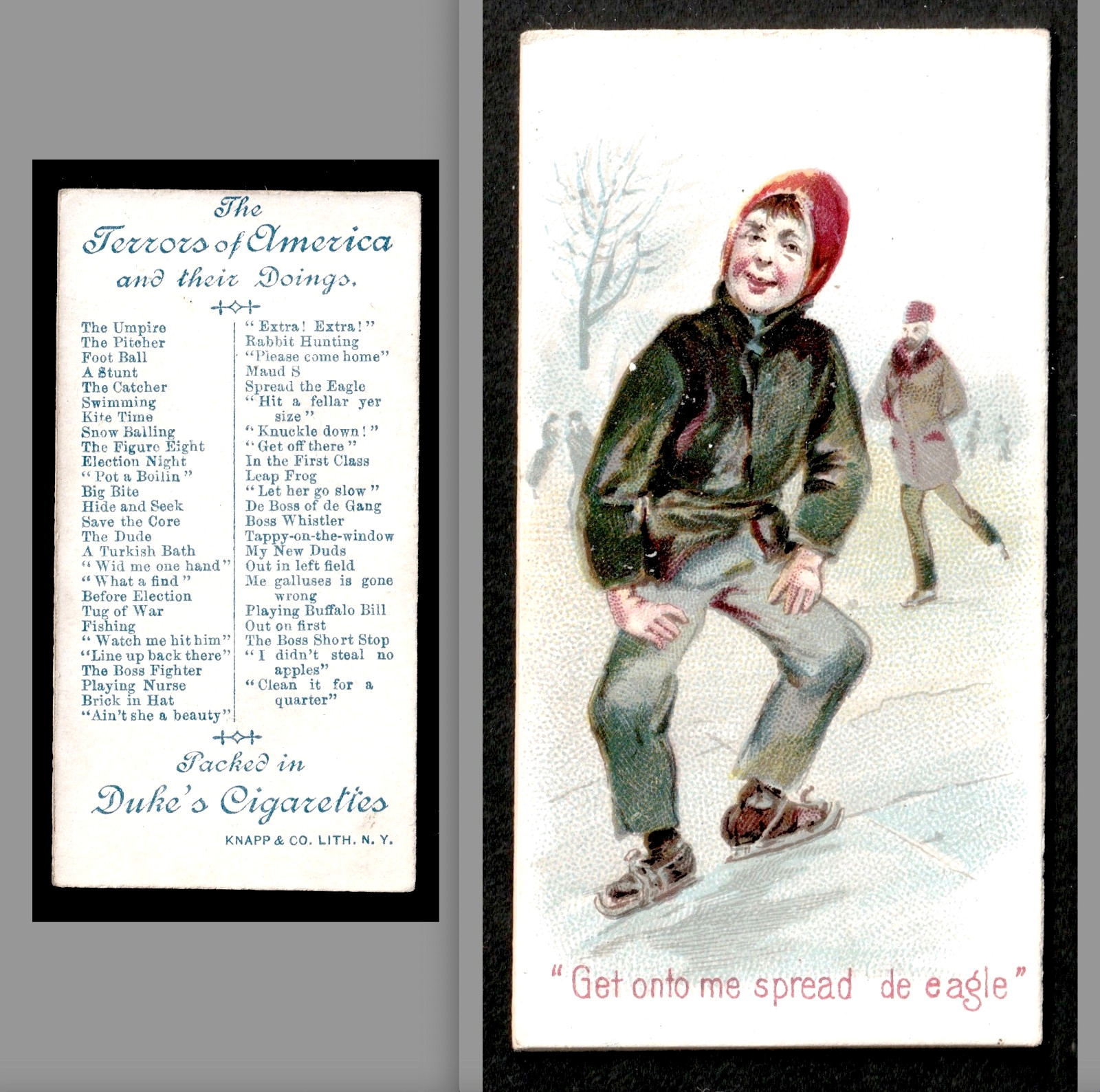 N88 Terrors America 1889 Skate Spread Eagle Duke Cigarette Tobacco Card SR.ta.sE