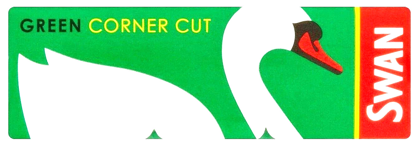 Swan Rolling Papers Green Cut Corners Single Wide 50/Lvs Buy4@$1.39/Pk! USA