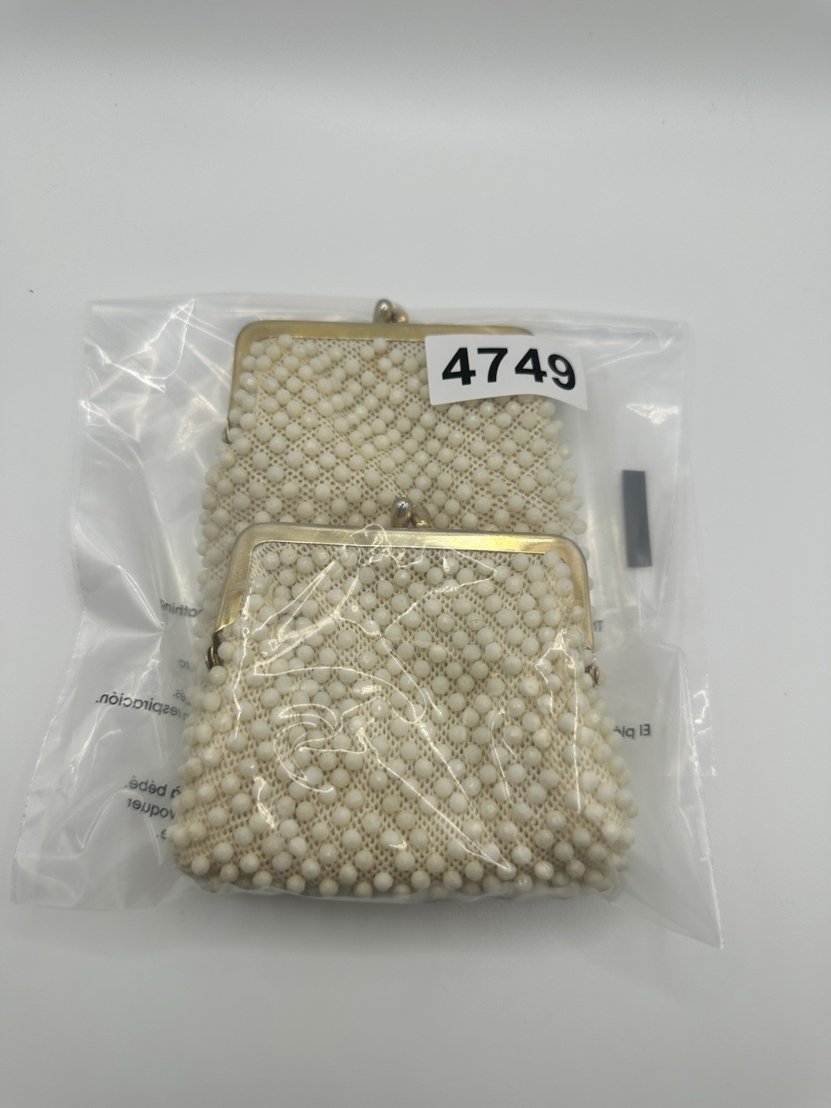 Cream Colored Caviar Beaded Cigarette Case With Gold Tone Kiss Lock Frames