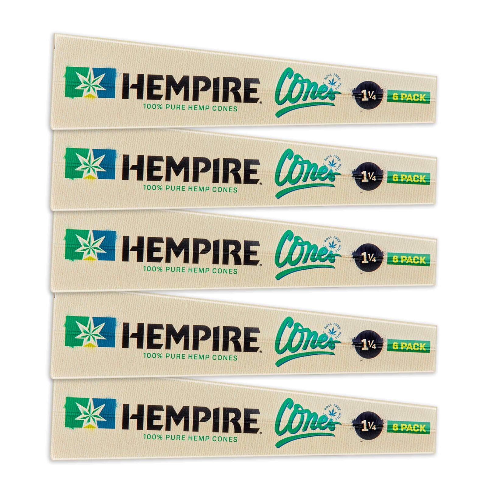 Hempire 1 1/4 Pre Rolled Cones 84mm Organic Cone. (5 Packs of 6, 30 Total!)