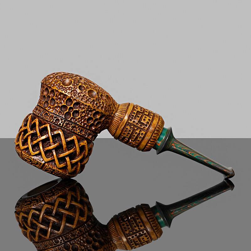 Handmade Carved Tobacco Pipe Briar Wooden Freehand Pipe Rustic Pipe Ebonite Stem