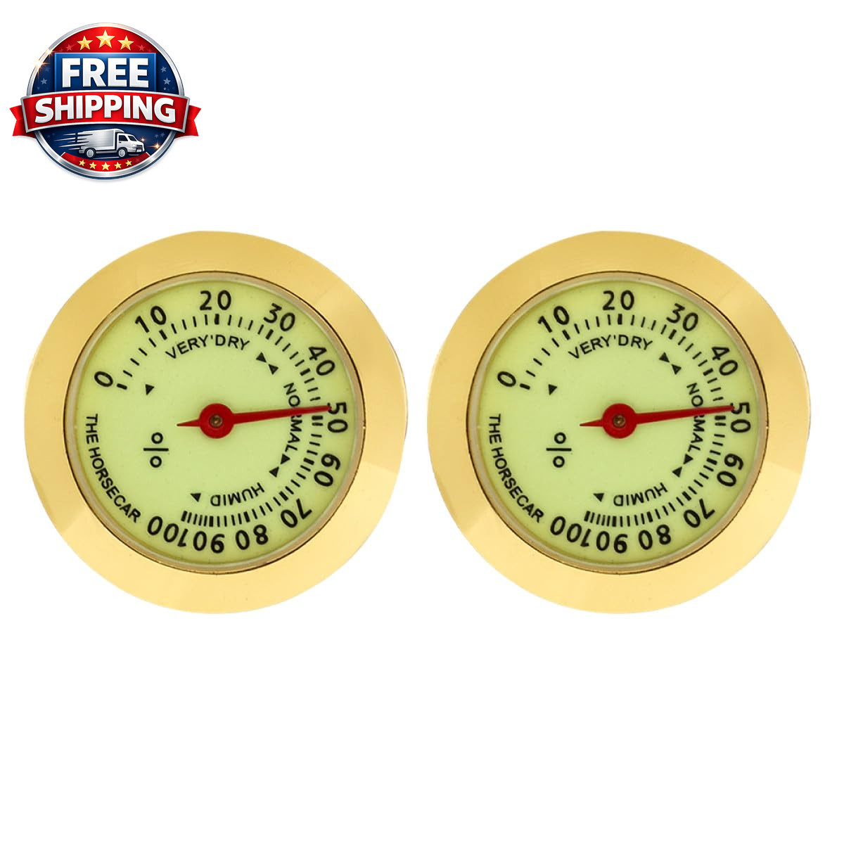 2Pcs Small Mechanical Analog Hygrometer for Cigar Humidor with Luminous Dial, Ac