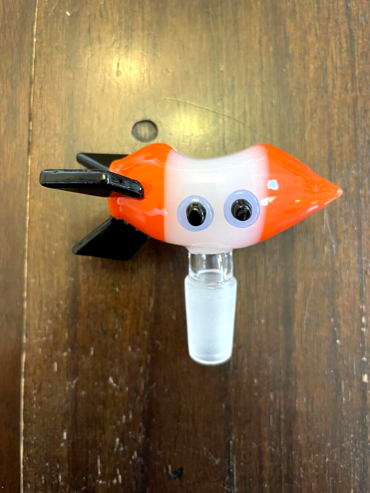 14mm Premium Glass Bowl Pipe Spaceship Rocket Ship Orange