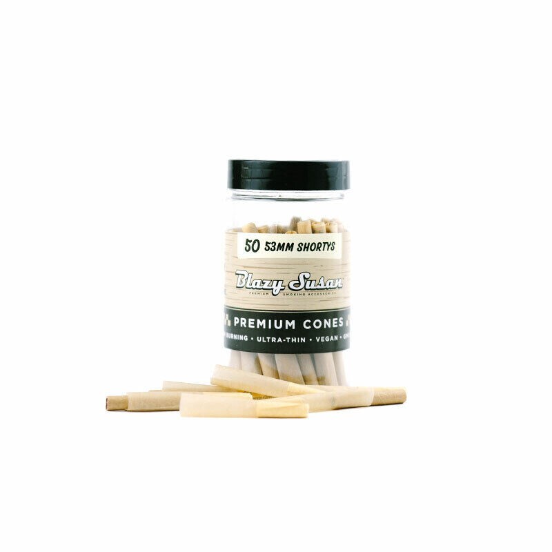 Blazy Susan Shorty 53 mm Unbleached Cone Rolling Paper 50 Cones Pre Rolled