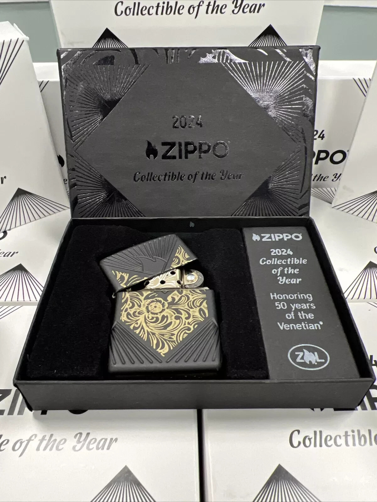 Zippo ARMOR Lighter 2024 COTY Collectible VENETIAN Deep Carve Flashed Insert NEW