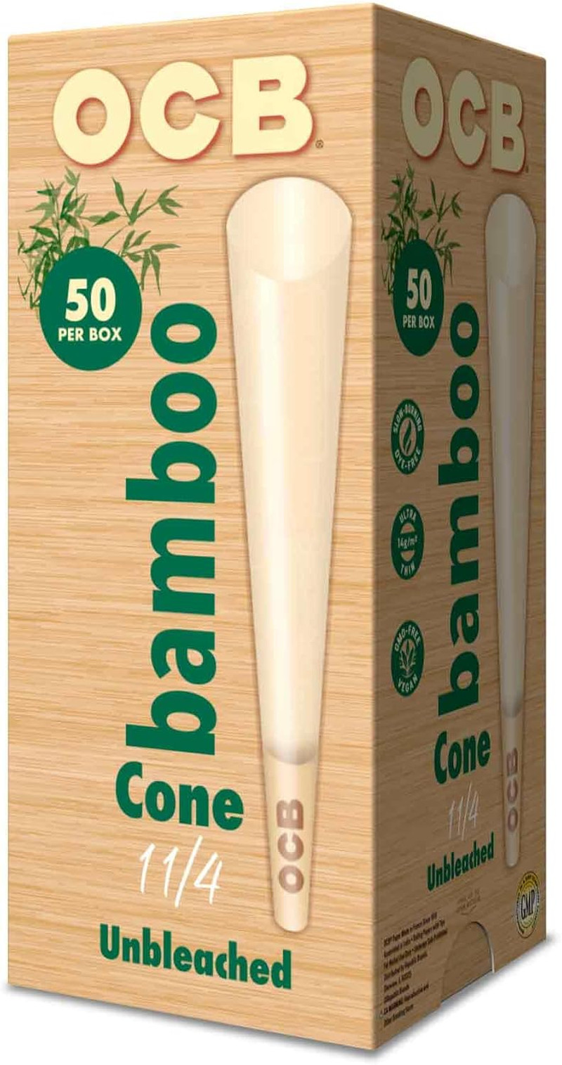 Bamboo Unbleached Pre-Rolled Rolling Paper Cones 1-1/4 (84mm) Size – 50 Cones