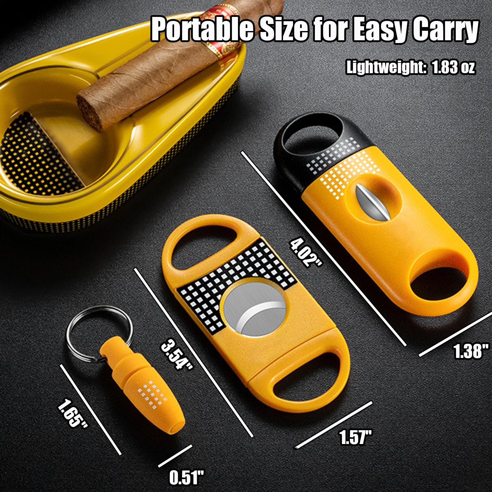Cigar Cutter Set, with Straight Cutter, V Yellow