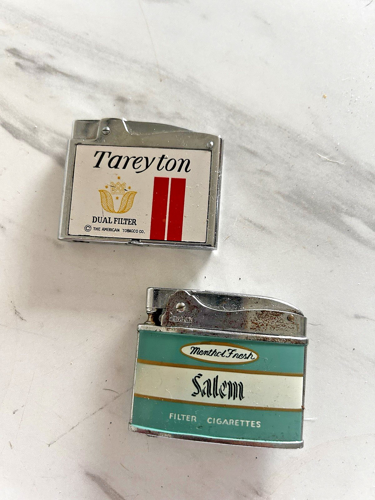 Vintage 1960s Tareyton & Camel Brands Mastercraft Penguin Cigarette Lighters