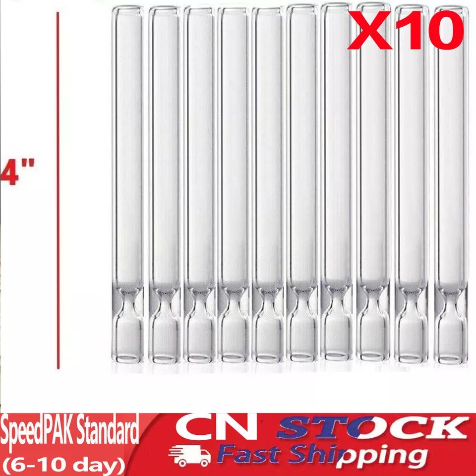 10pcs Cigarette Thick Glass Pipe Reusable One Hitter Smoking Tube Pipes 100MM