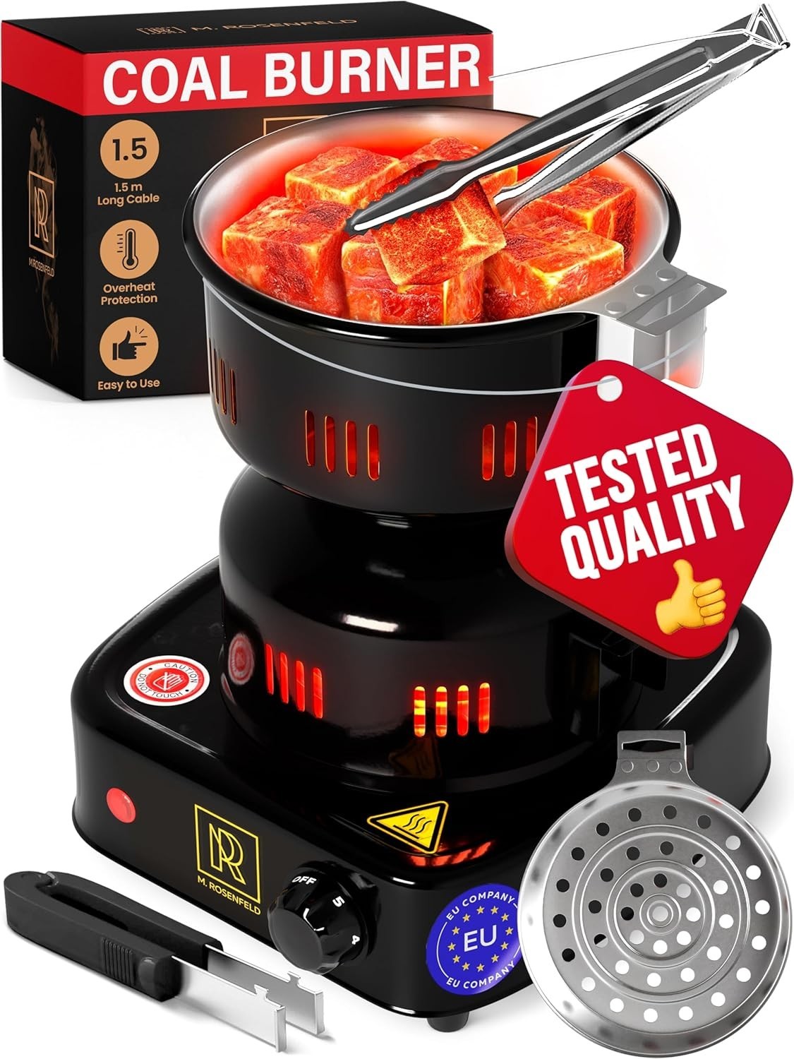 Hookah Coal Burner Electric Stove Portable Indoor Outdoor Coals Tongs