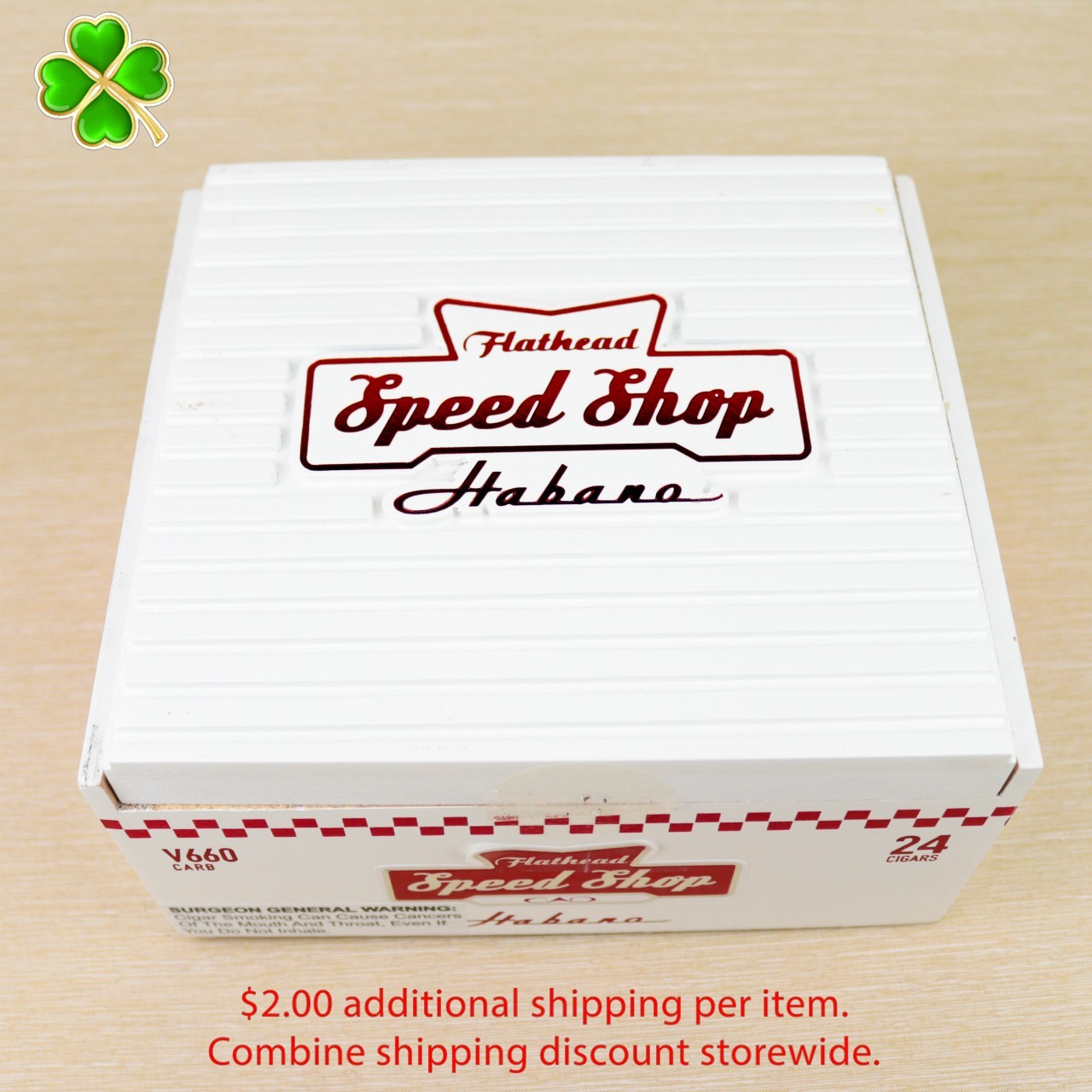 CAO Flathead Speed Shop Habano V660 Carb Empty Wood Cigar Box 7.5″ x 6.75″ x 4″
