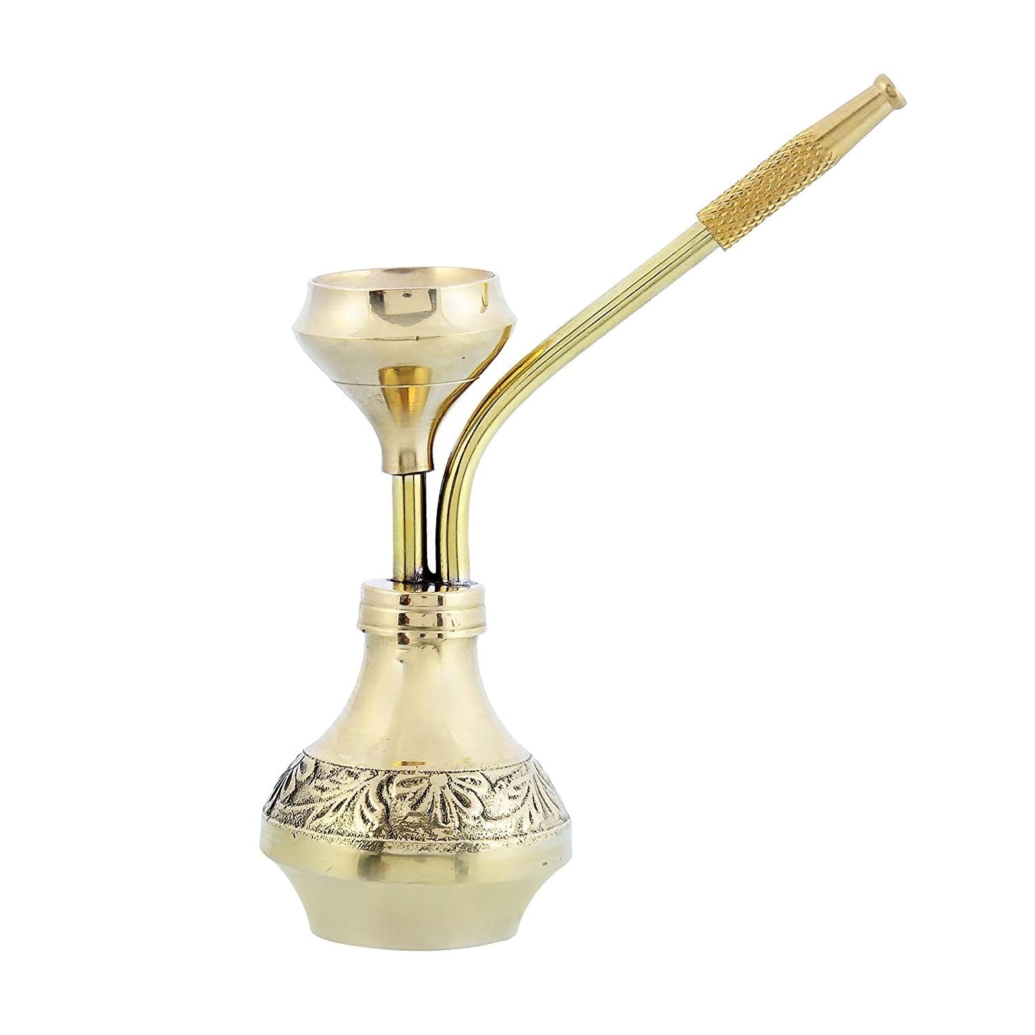 Handcrafted Solid Brass Mini Hookah Water Pipe with Removable Bowl