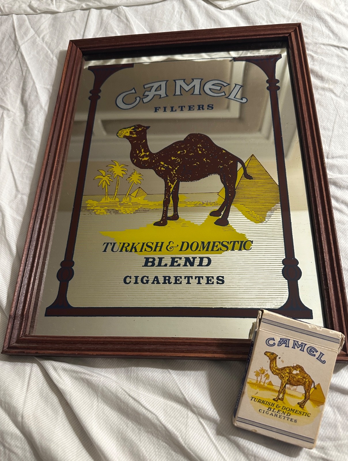 Vintage Camel Mirror 🐪 Cigarettes Advertising Pub & Deck of Camel Cards