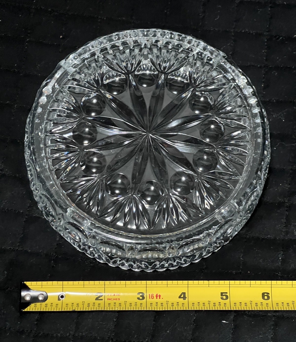 Princess House 24% Lead Crystal Glass 4 Cigarette Holder Ashtray 6″ Diameter