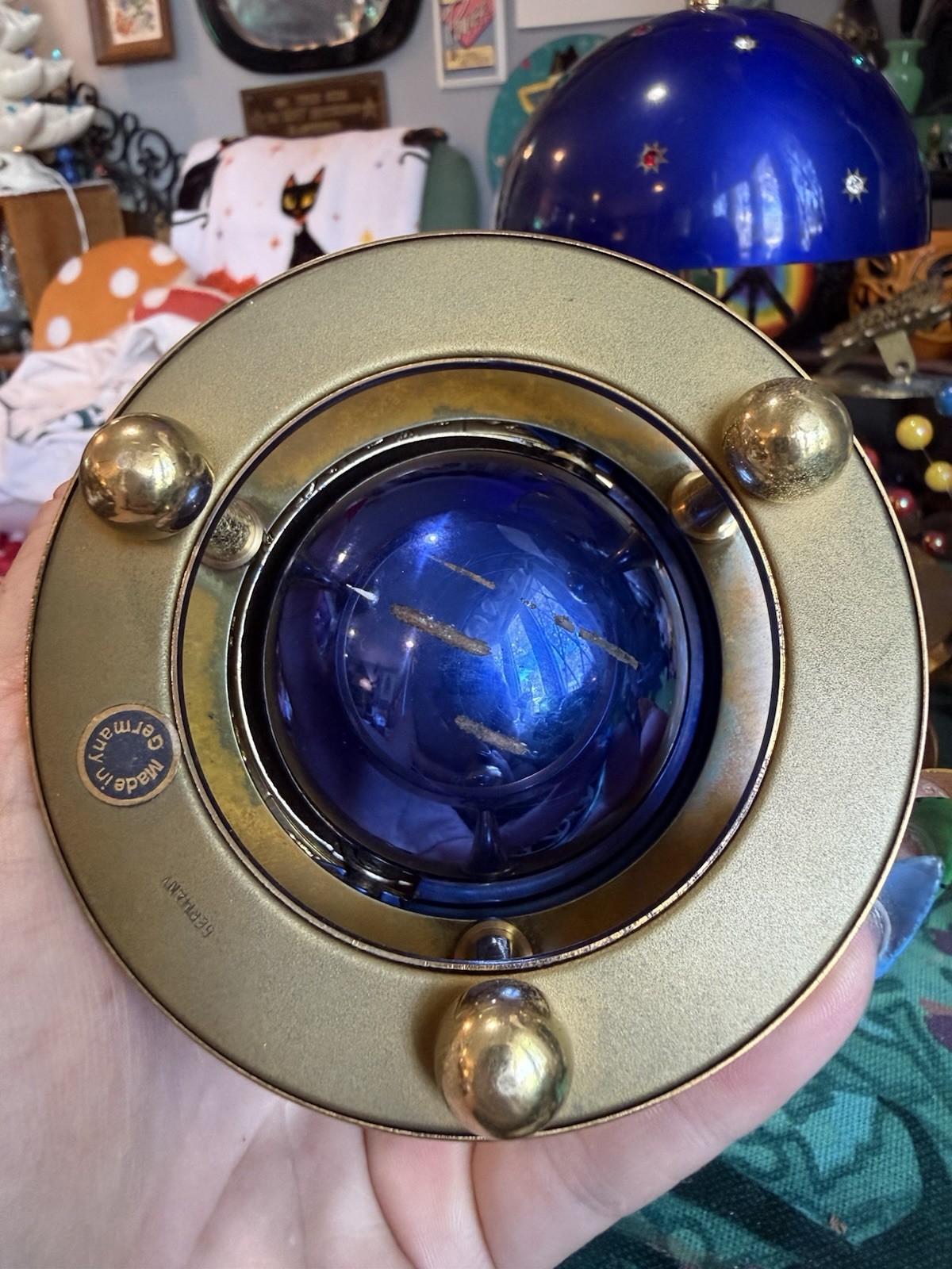 Vintage Zodiac Globe Cigarette Holder And Table Lighter