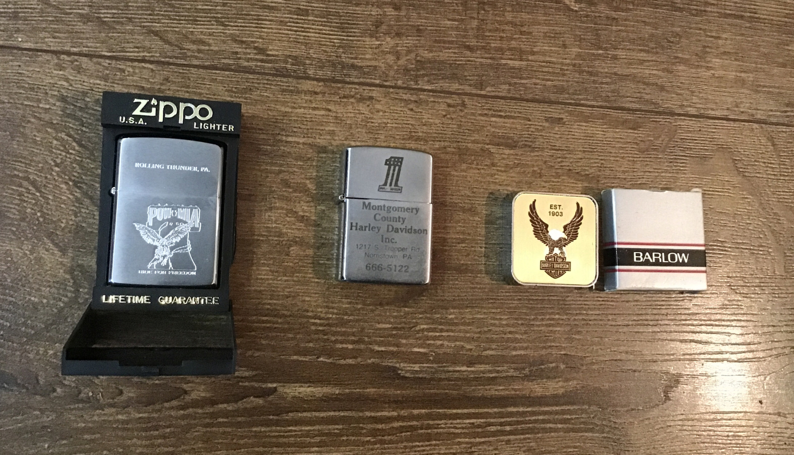 3 Harley Davidson Lighter Tape Meas Zippo Barlow Hi-Lite Rolling Thunder POW MIA