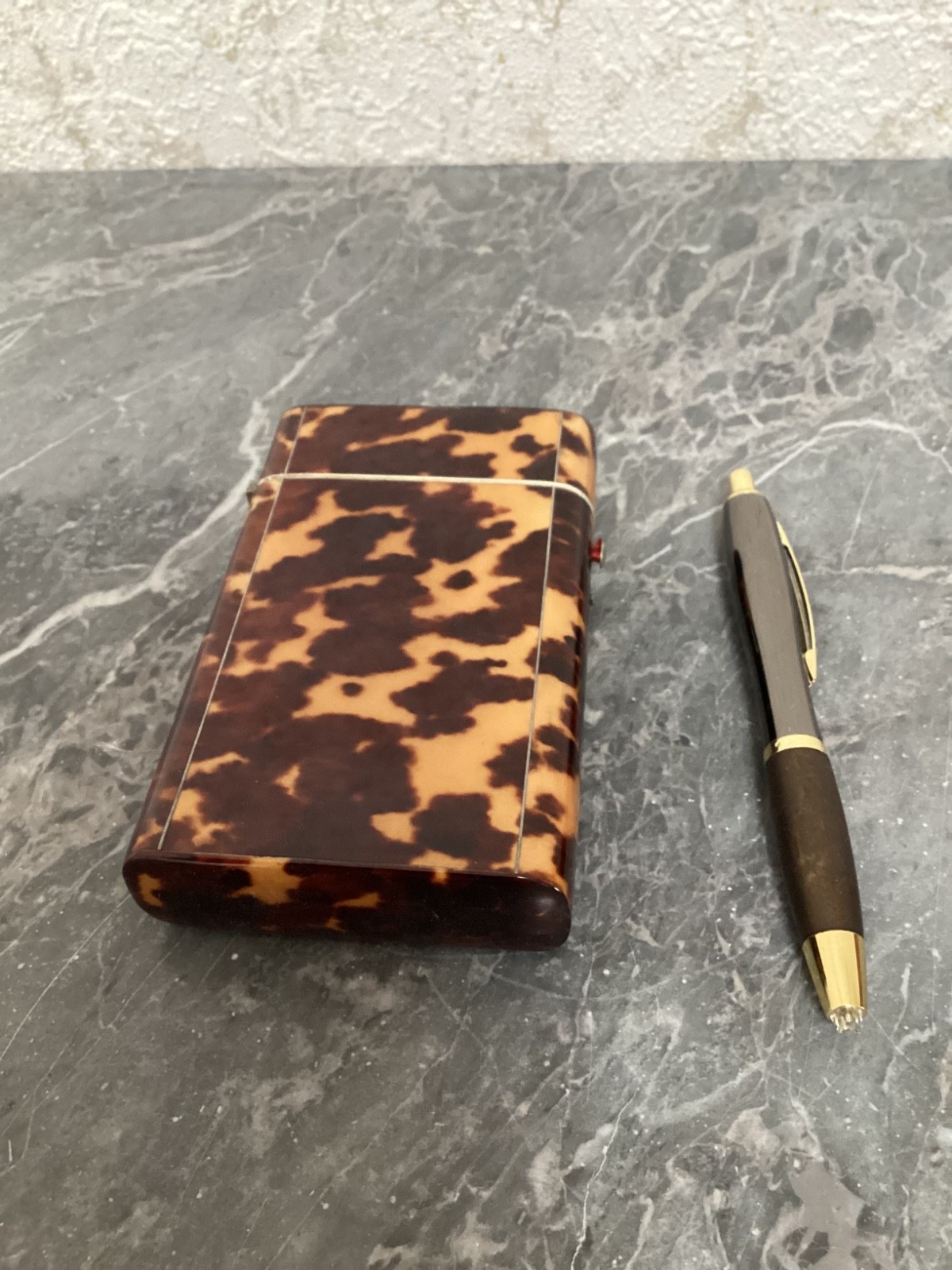 Antique faux tortoiseshell caddy , smokers cigar box 19 th C.