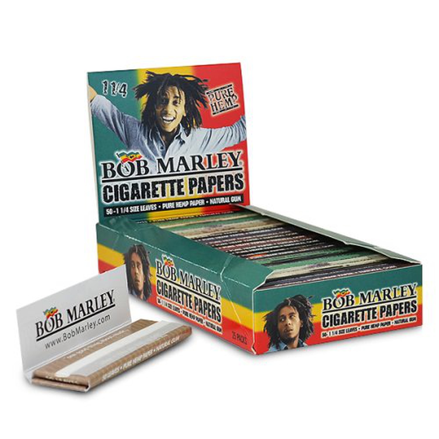 Authentic Bob Marley 1 1/4 Cigarette Rolling Papers 25 Booklets