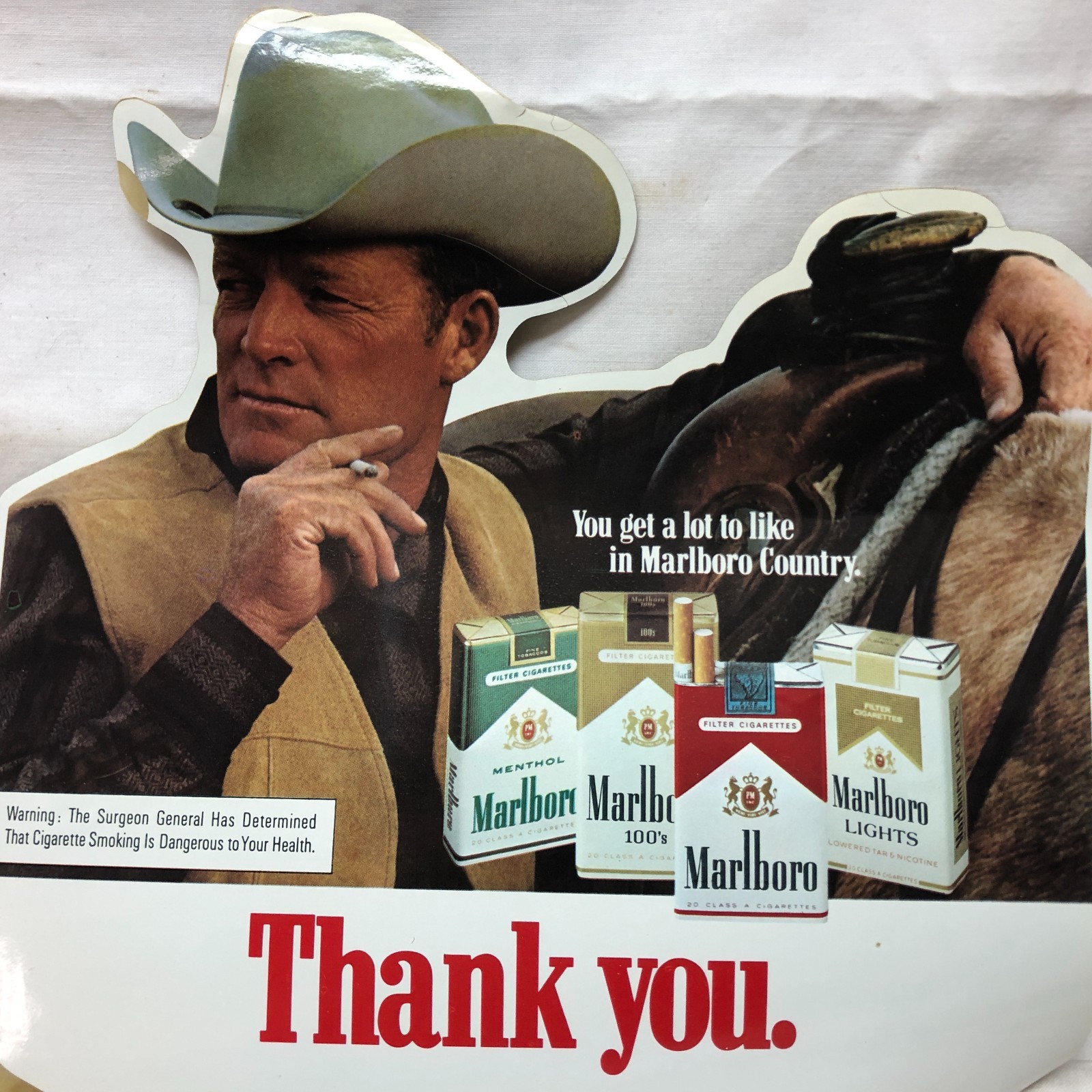 Vintage Marlboro Man Advertising Door Decal