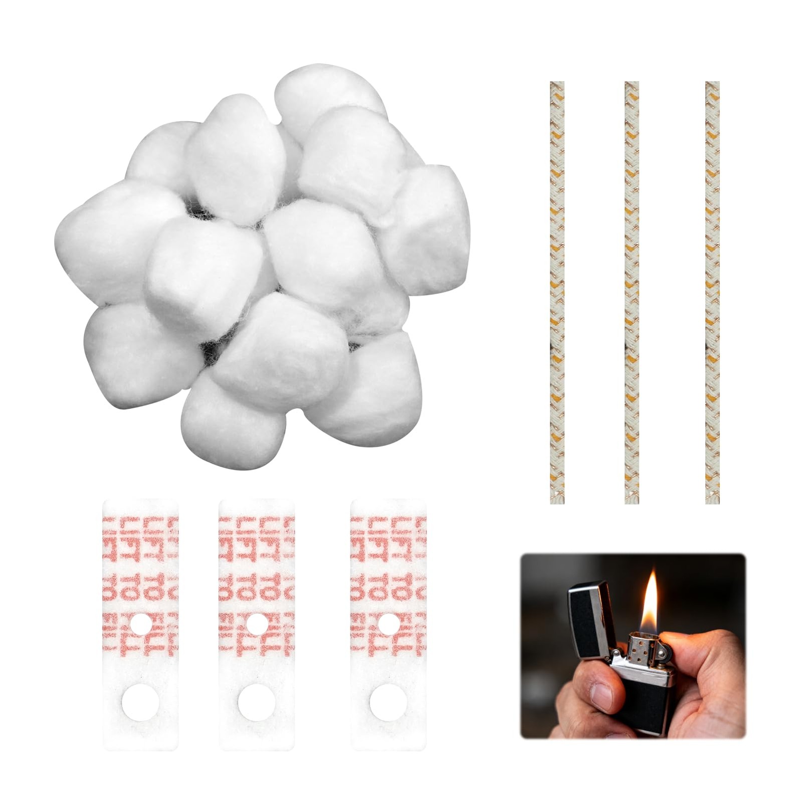 Cotton Wadding Felt Wick Kit for Universal Lighters – Easy to Use
