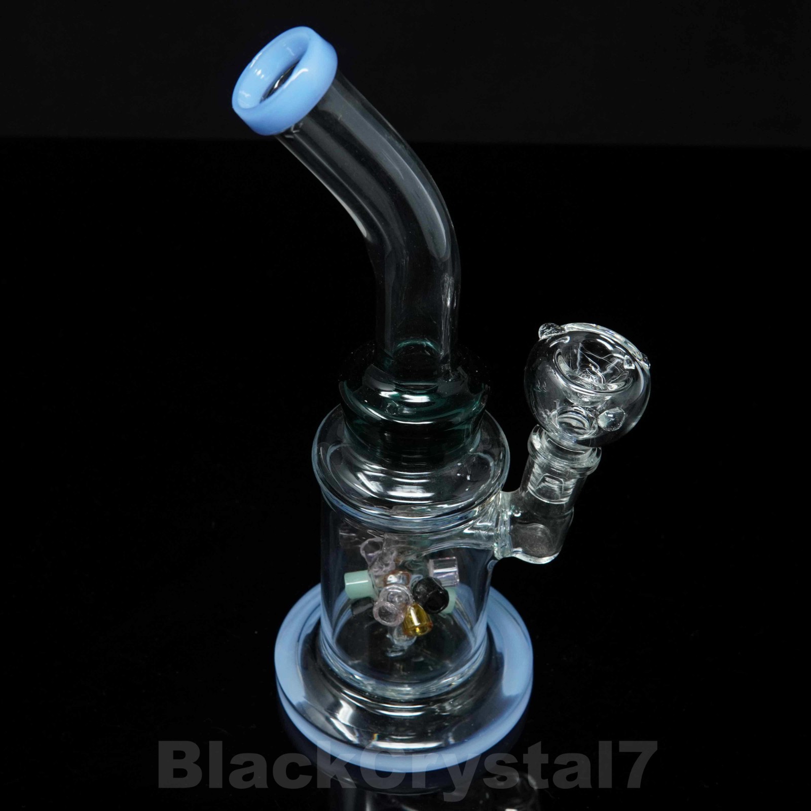 8.5 in Premium Blue 45° Bomb Hookah Bubbler Tobacco Smoking Glass Water Pipes