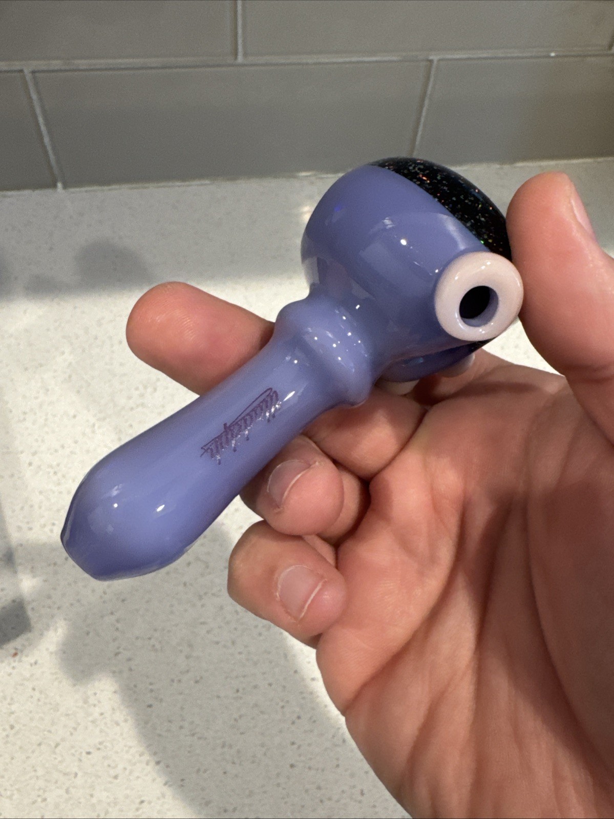 Illadelph Glass X Ludeman Crushed Opal Tobacco Pipe Purple W Box