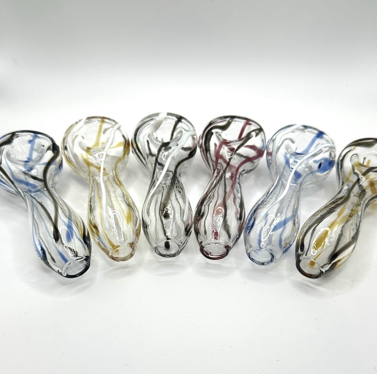 WHOLESALE LOT of (5) 4” Hand Blown Borosilicate Glass Pipes, Bong Pipe 45 Grams