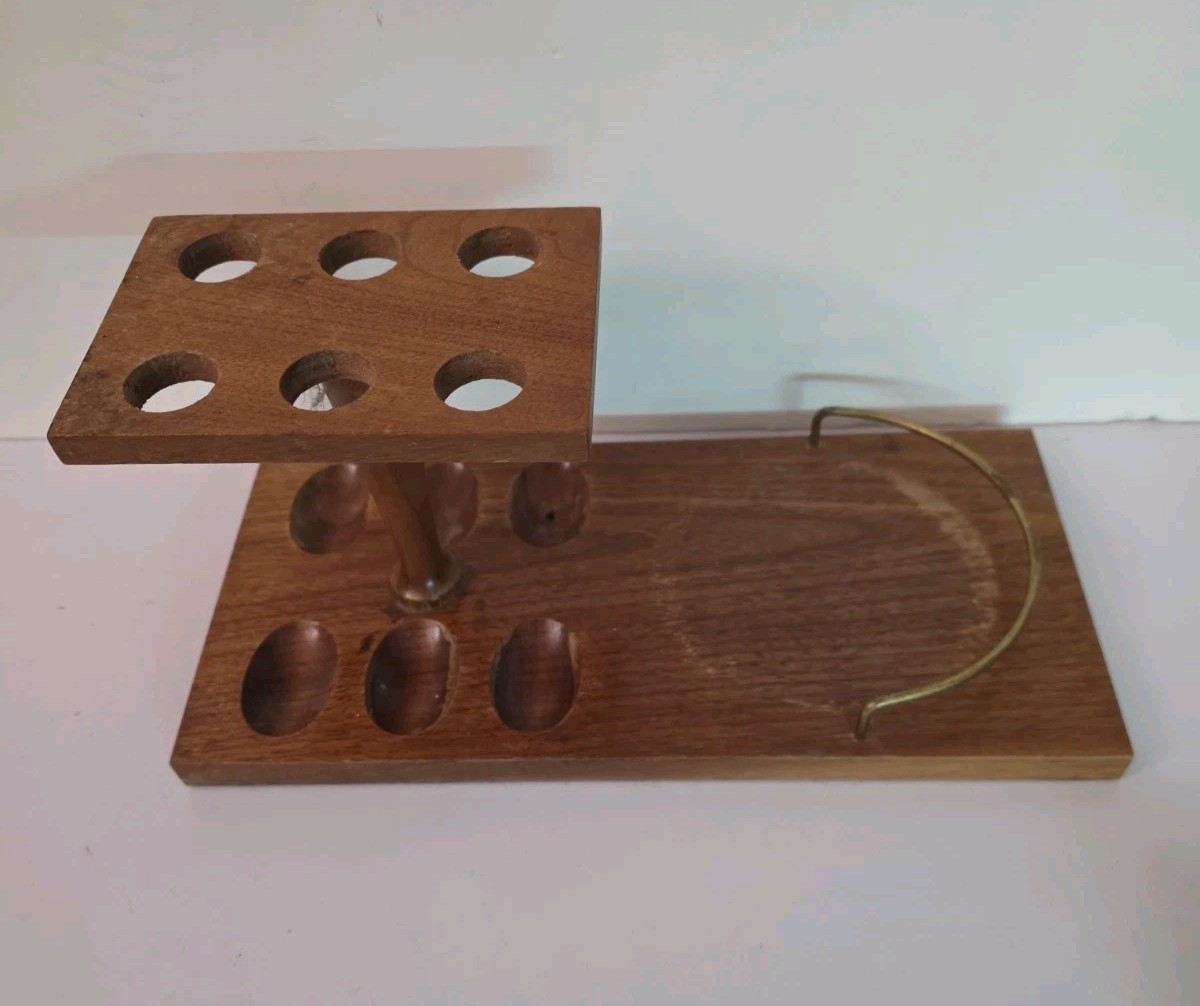 Mid Century Duk-It Tobacco Jar Pipe Stand Set w/6 Vintage Dr Grabow Estate Pipes