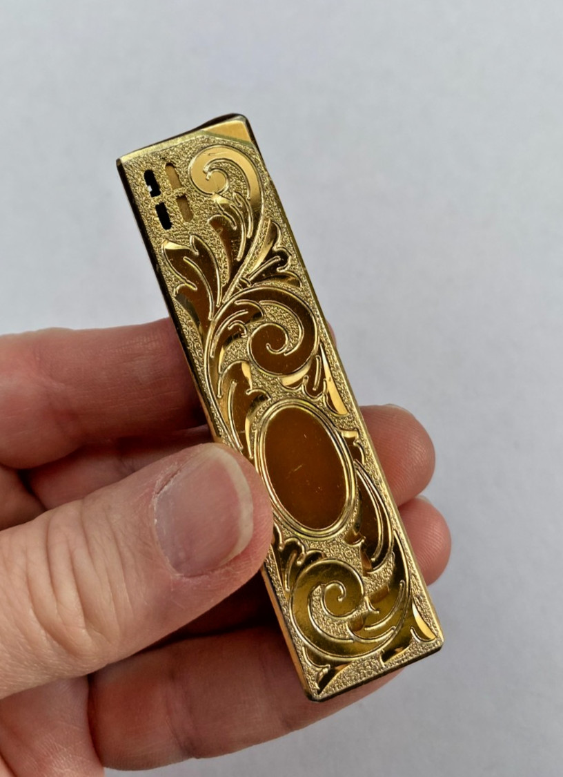 Vintage Colibri Gold Tone Cigarette Lighter Swirl Design Engravable