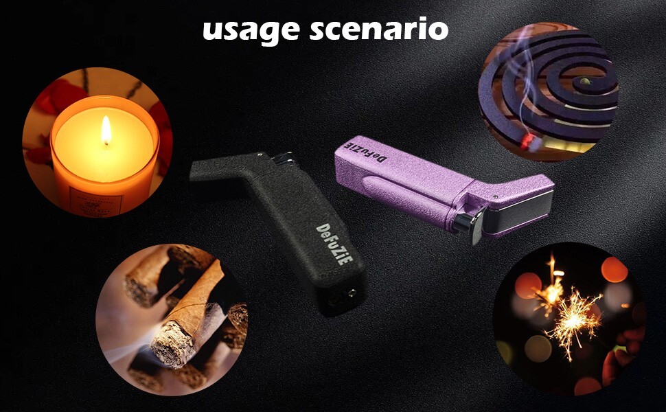 DefuZiE Torch Lighter Windproof Adjustable Jet Flame Butane Lighter for Cigar