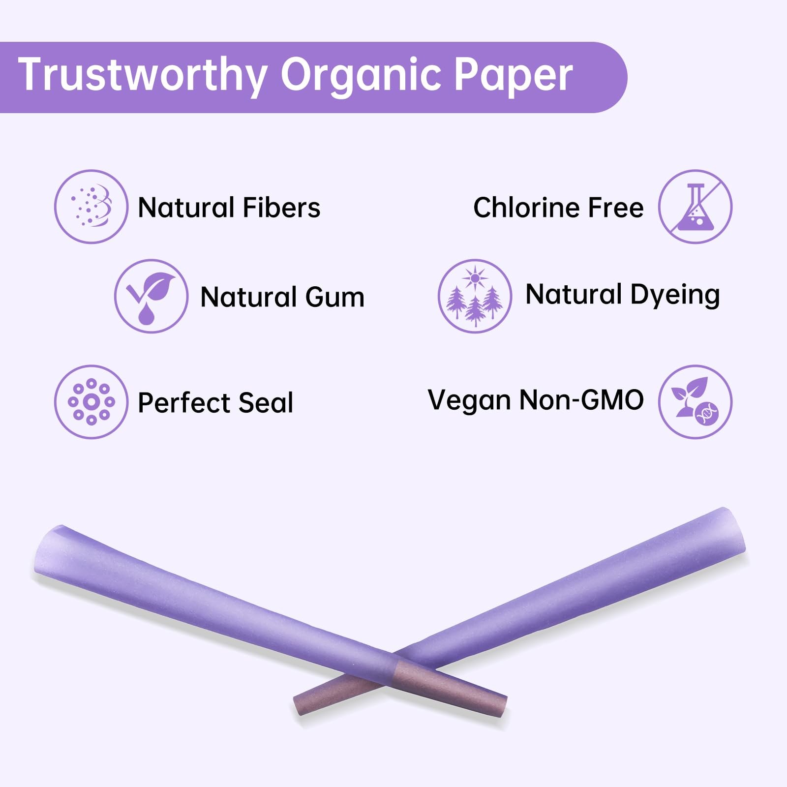 Purple Pre Rolled Cones | King Size 109mm/26mm | 50 Pack | “W” Filter Tip | N…