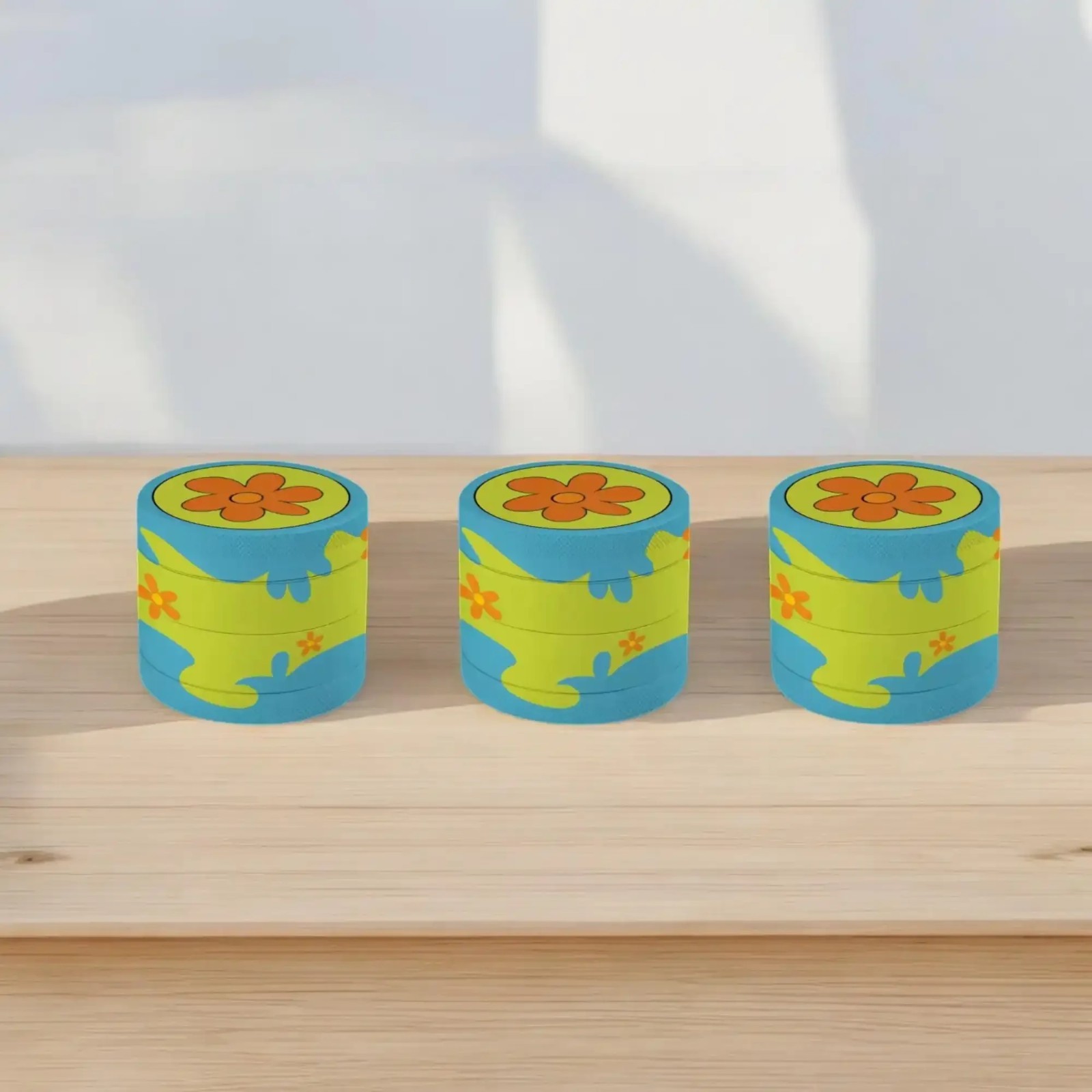 2 Pack Daisy Flower Rolling Tray and Herb Grinder Set