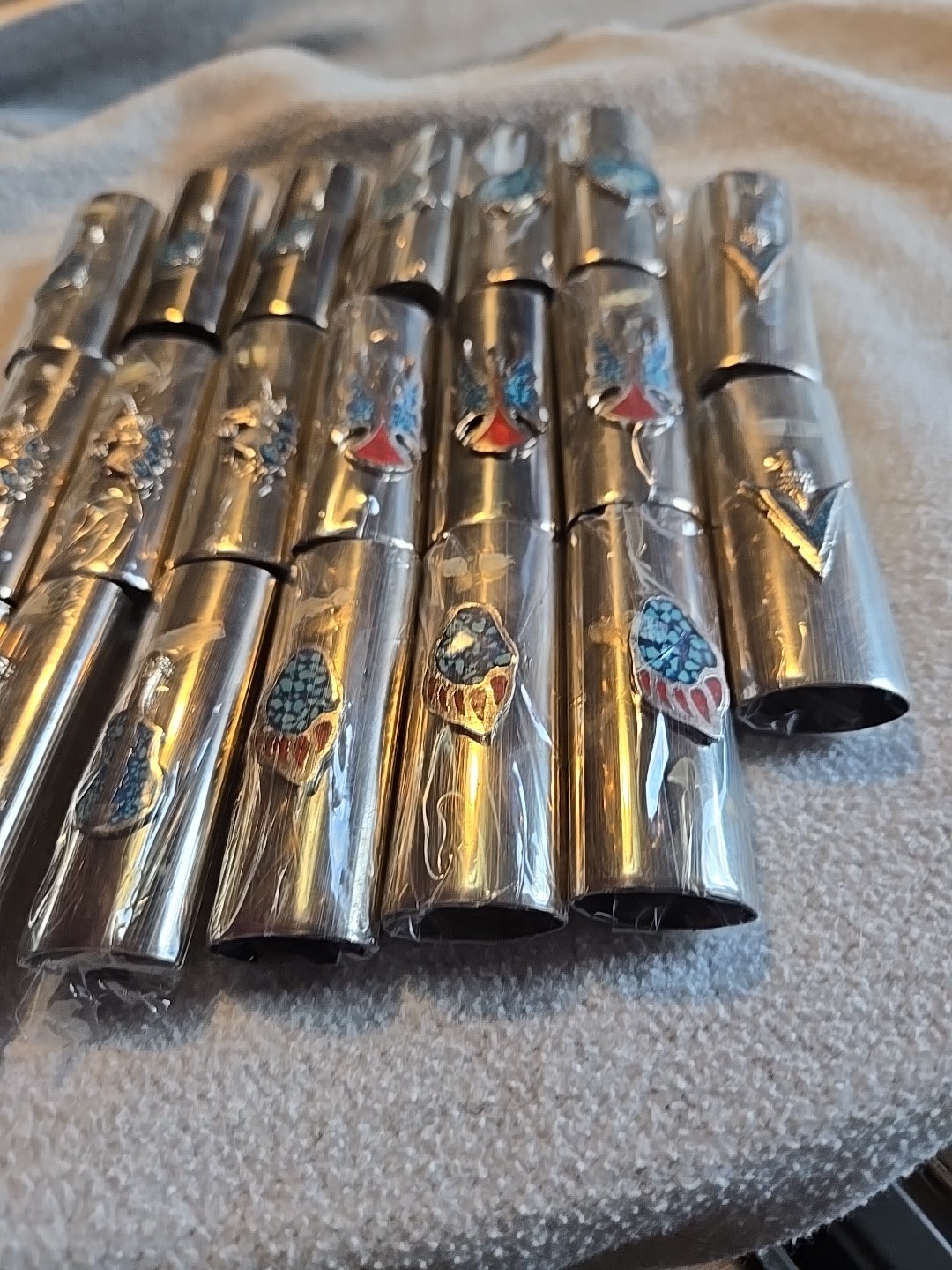 20 Vtg Lighter Case Lot HEART GUITAR UNICORN GUN Cover Holder Turquoise for Bic