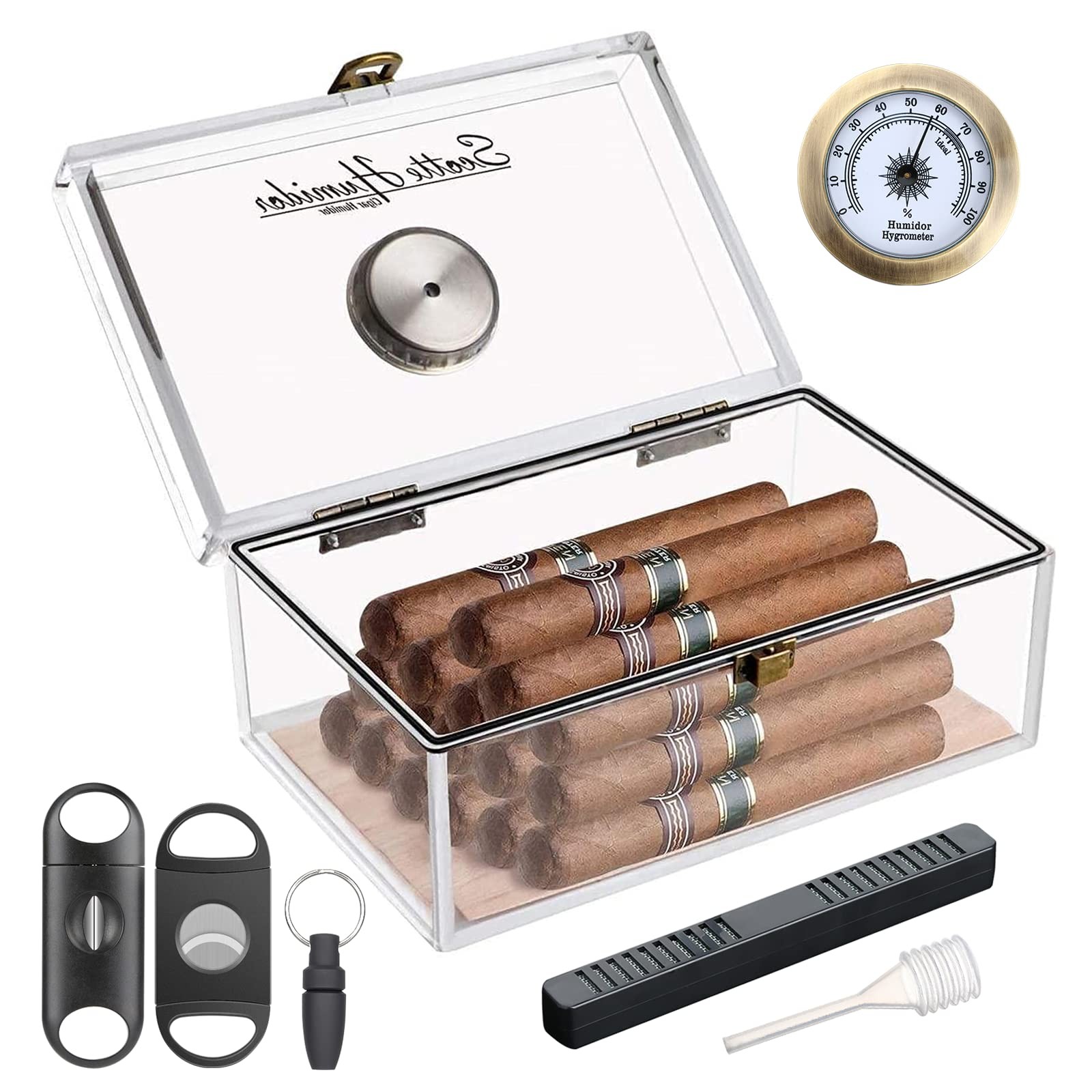 Scotte Acrylic Cigar Humidor Jar/case/Box with 1 Count (Pack of 1), Clear-1