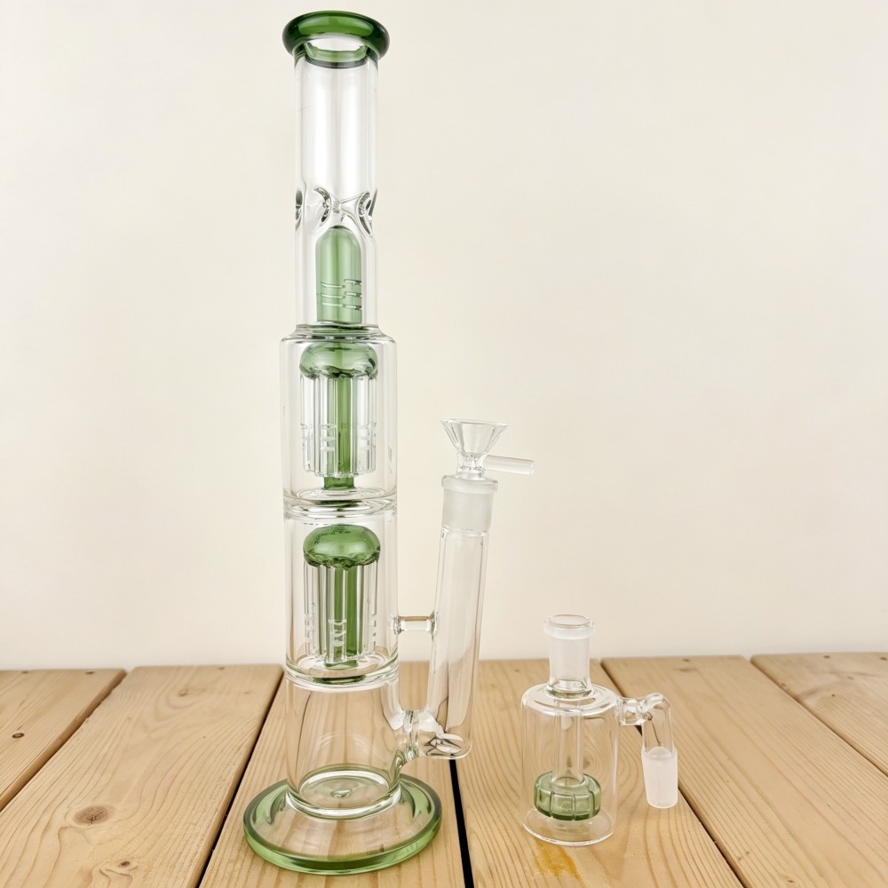 Premium 12″ Dual 8-Arm Tree Perc Glass Bong w/Showerhead Ash Catcher USA Ship