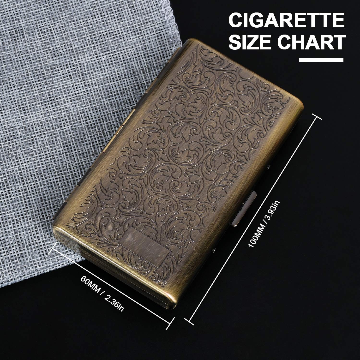 Retro Metal Cigarette Case 14 100mm Holder Spring Clip Protective Bronze