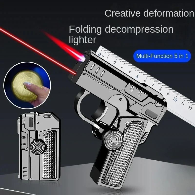 Folding Double Folding Decompression Gyro Gun Lighter Red Flame Torch Lighter