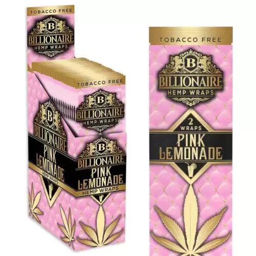 Billionaire Wraps – Pink Lemonade Flavor for Rolling (Box of 25 Pouches)