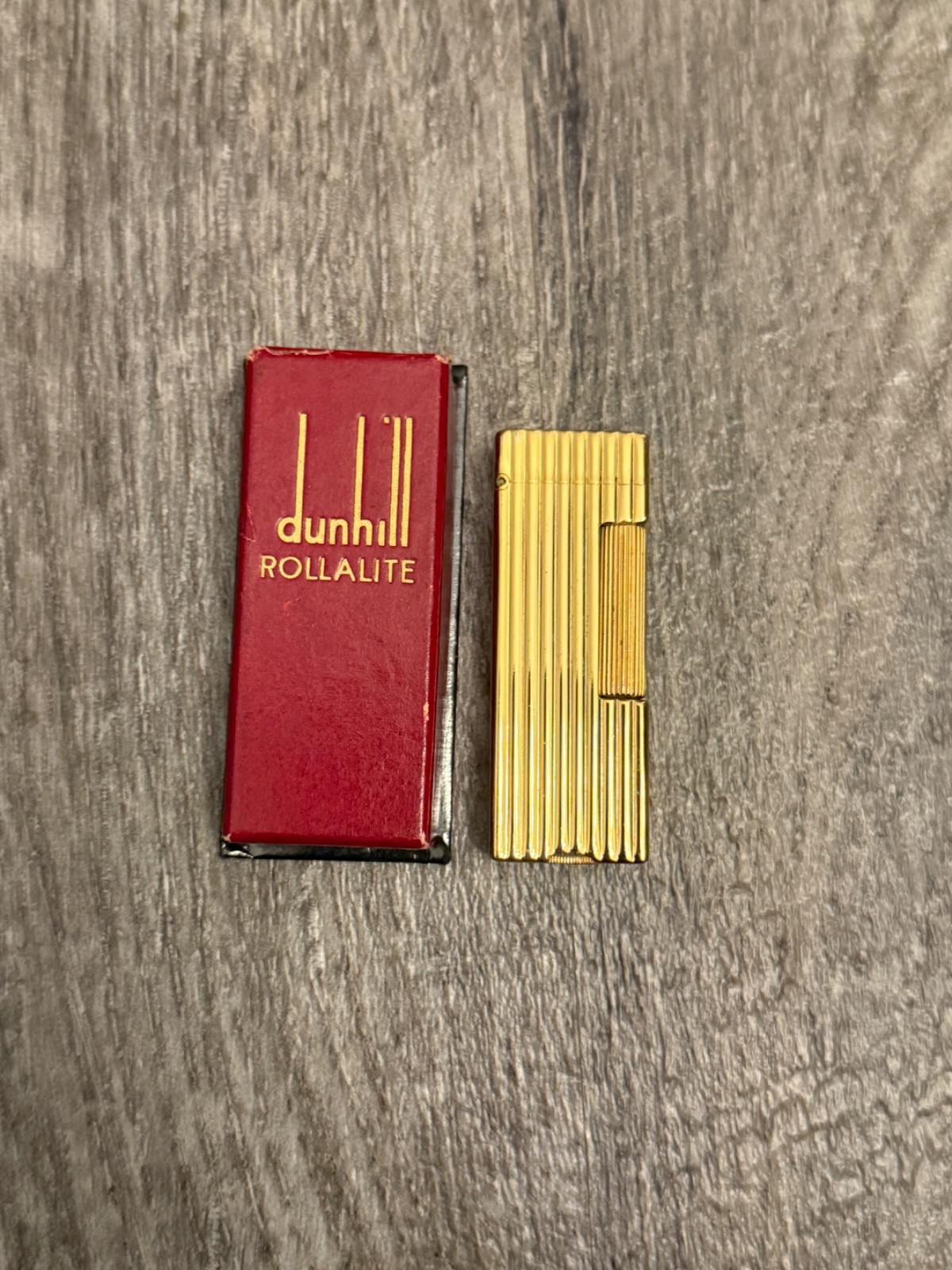 Vintage 1940s Dunhill Rollalite Petrol Lighter Gold Plated