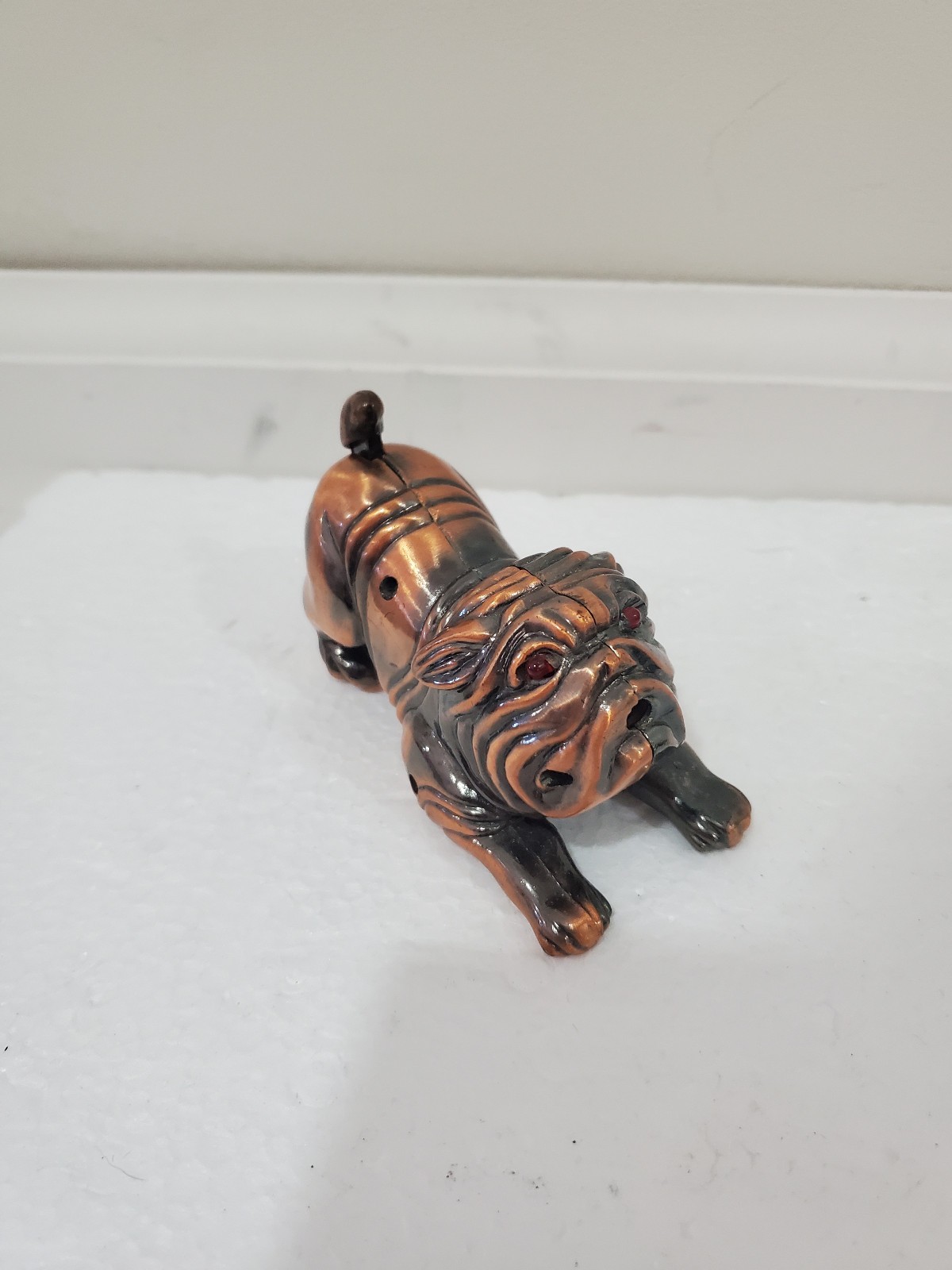 Vintage Bulldog Lighter Torch Novelty Coppertone Brass Bronze Art Butane Torch