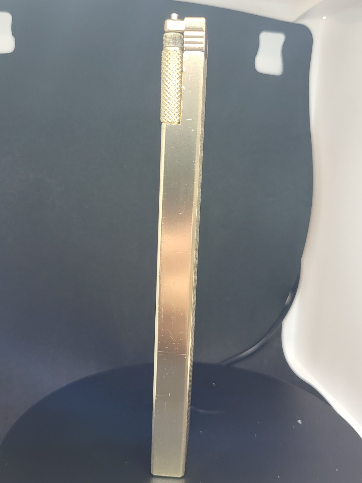 VINTAGE PAN AM AMERICAN AIRLINES ADVERTISING LIGHTER LONG SIZE CYGNUS GOLD-TONE