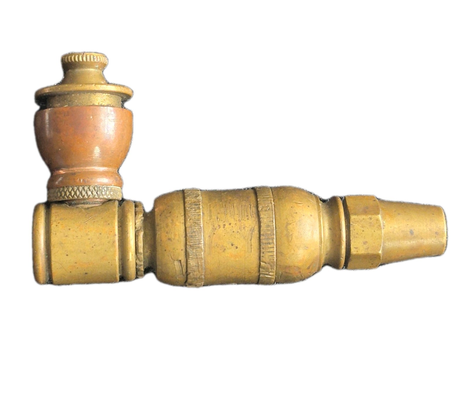 Vintage Hippie 5 piece brass and copper smoking pipe Old School.