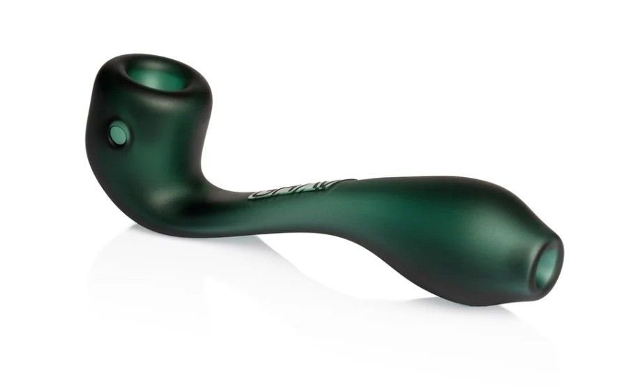 GRAV 6” Sandblasted Classic Sherlock Glass Pipe Lake Green – Tobacco Pipe