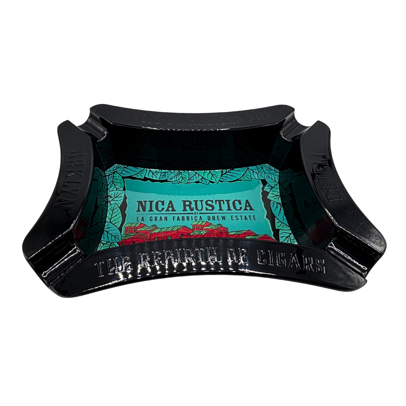 Nica Rustica Ashtray 4 Cigar Holders 10.5″ x 7.5″ x 2″ Deep Heavy Duty Plastic