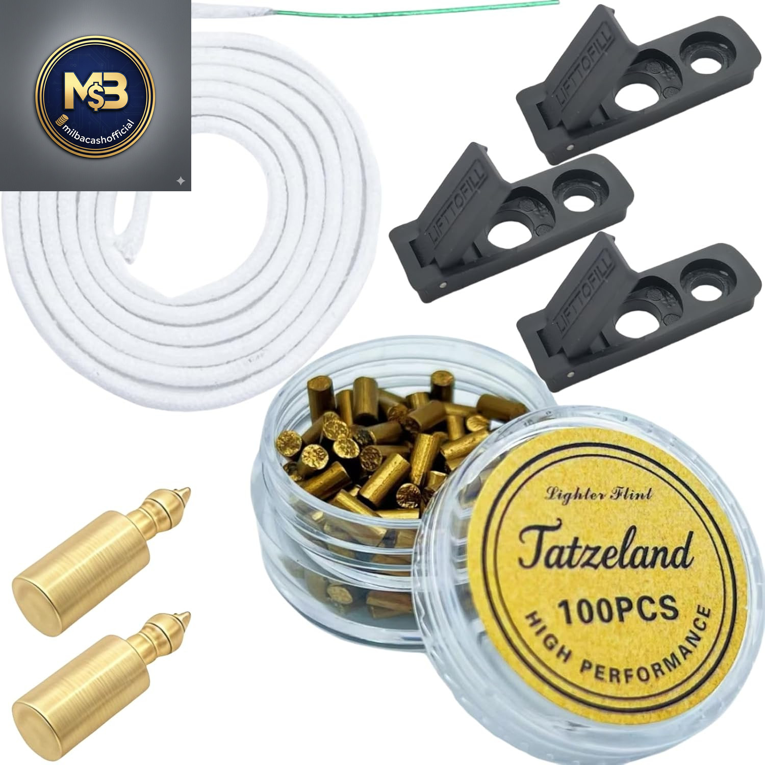 Lighter Flints and Wick Set – Inculdes (100Pcs Flint Stones, 40” Cotton Wicks,
