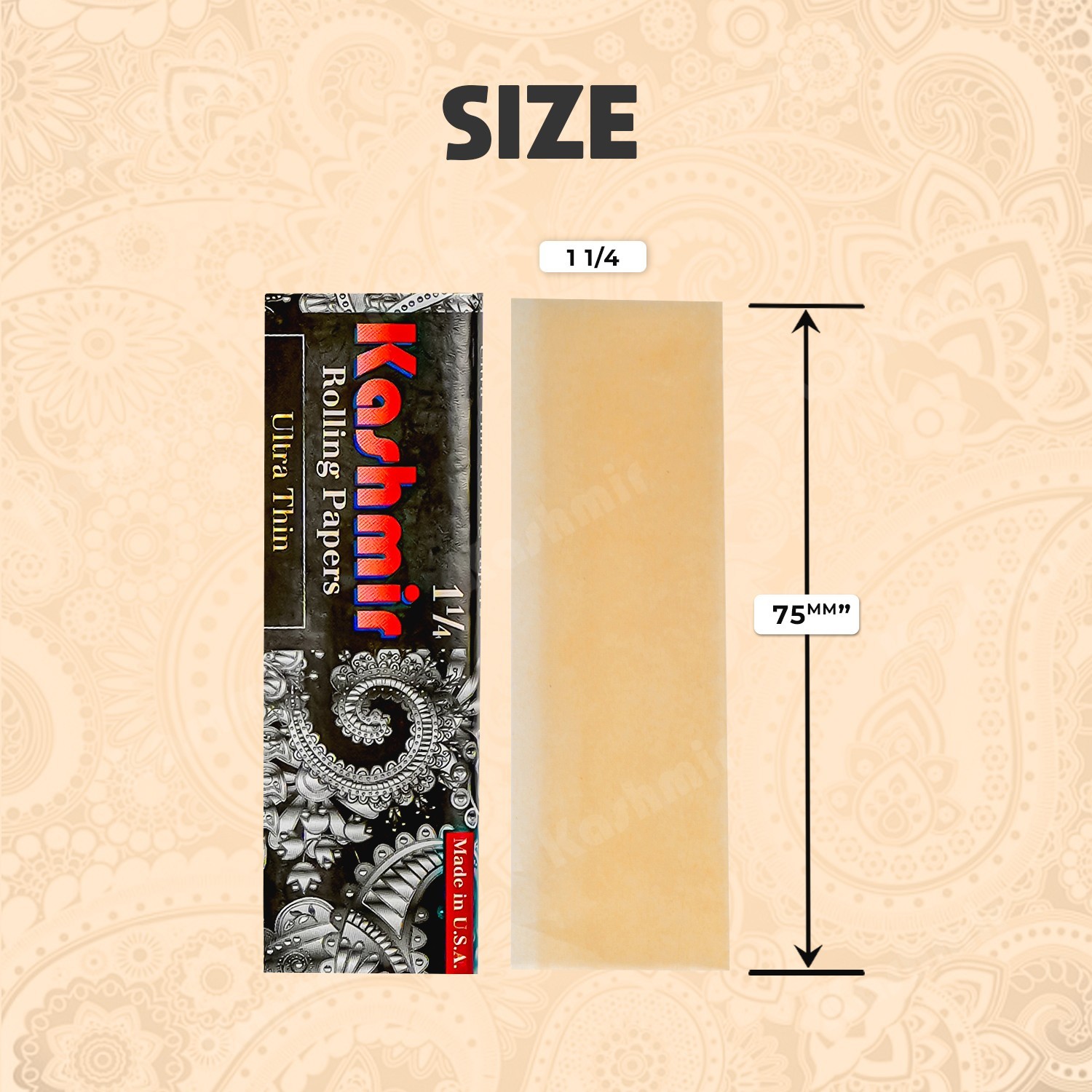 Kashmir Ultra Thin 1 1/4 Rolling Papers Full Box 25 Booklets 32 LEAVES