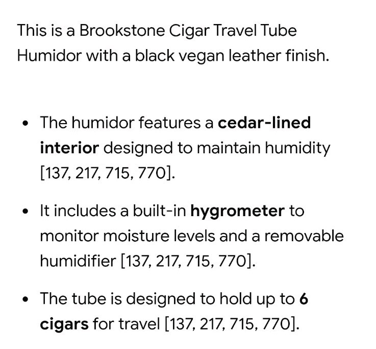 Black Brookstone Cigar Travel Tube Humidor Removable Hygrometer Cedar Lined