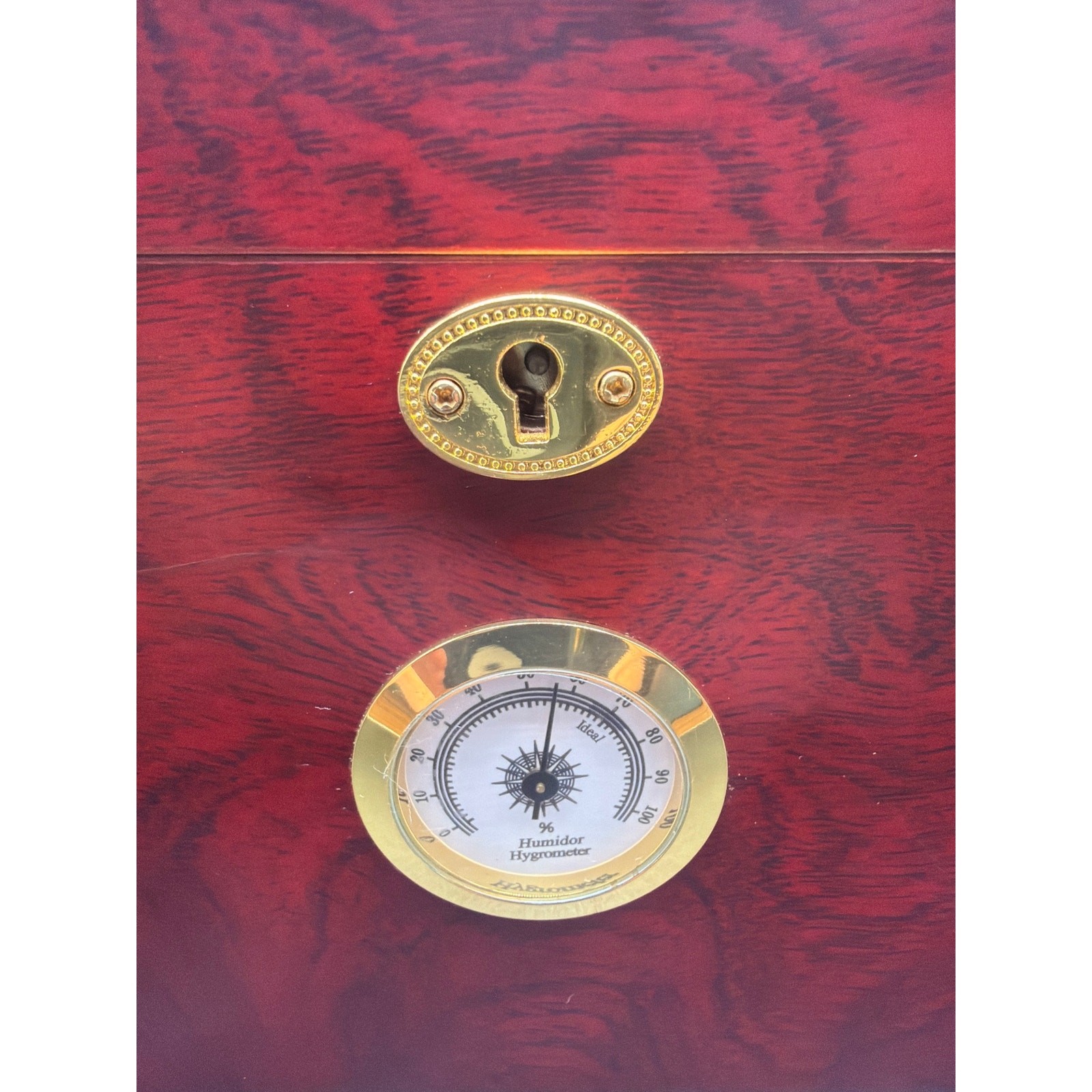 Mantello Cigars Humidor Glass Top Cedar Lined Display Box Hygrometer