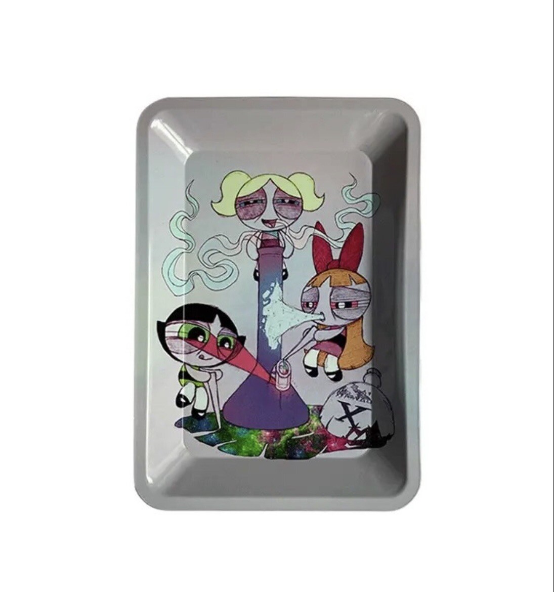 Metal Rolling Tray Puff Girls Tobacco Cigarette Rolling Tray Approx. 7″x5″